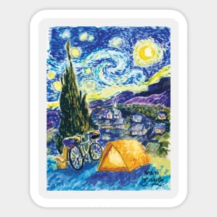 Starry night camping. Sticker